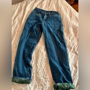 Vintage high waisted fleece lined straight leg jeans